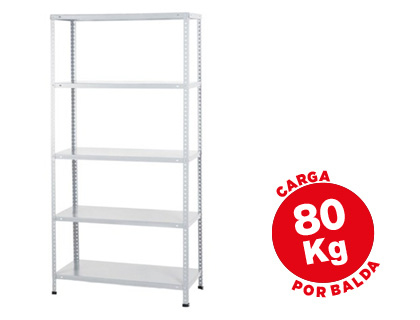 ESTANTERIA METALICA AR STORAGE 180X90X40 CM 5 ESTANTES 80 KG POR ESTANTE COLOR BLANCO