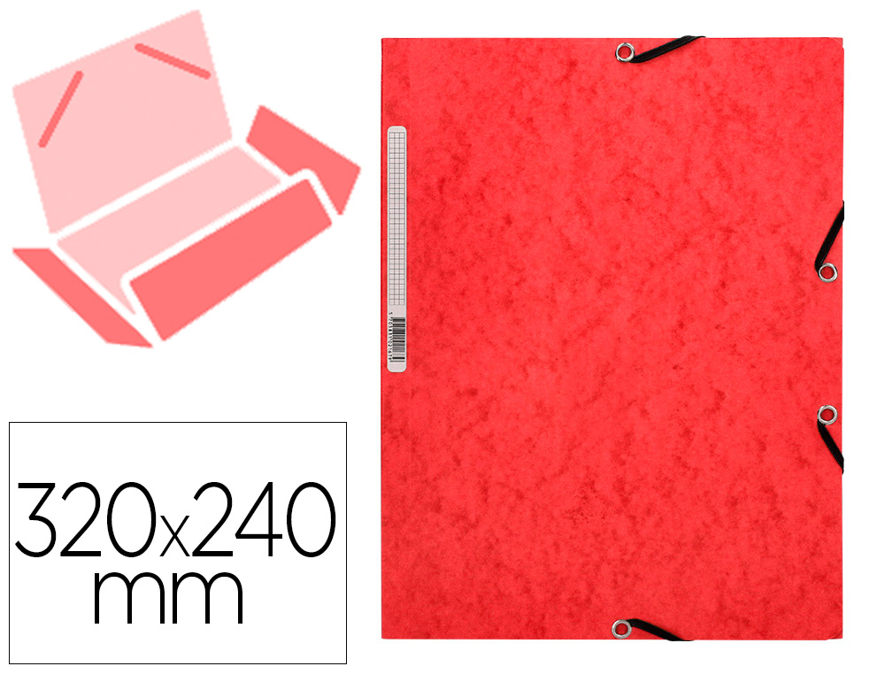 CARPETA Q-CONNECT GOMAS KF02165 CARTON SIMIL PRESPAN SOLAPAS 320X243 MM ROJ0