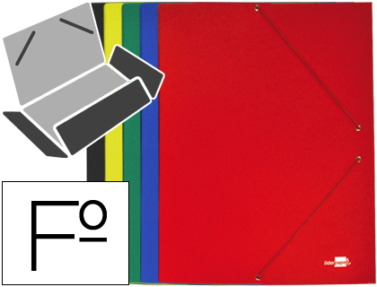 CARPETA LIDERPAPEL GOMAS TRES SOLAPAS CARTON PLASTIFICADO FOLIO COLORES SURTIDOS