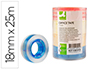 CINTA ADHESIVA Q-CONNECT TRANSPARENTE 25 MT X 18 MM CON MADRIL DE COLOR PACK DE 4 UNIDADES