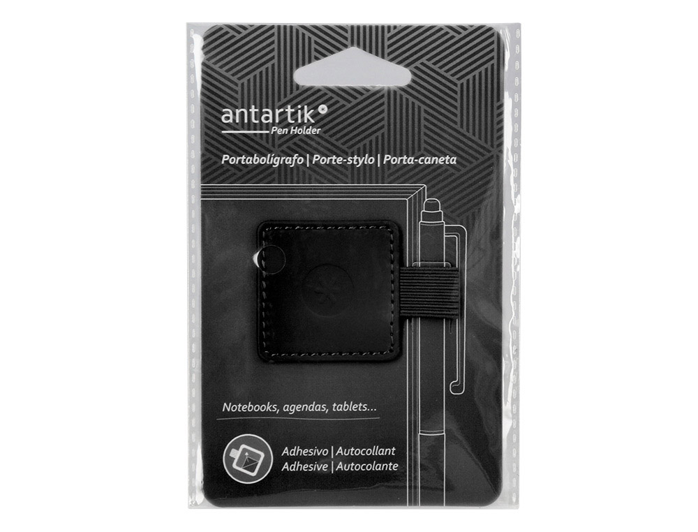 PORTABOLIGRAFO AUTOADHESIVO ANTARTIK PARA CUADERNO NOTE CON ELASTICO HASTA 15 MM GROSOR 1MM NEGRO
