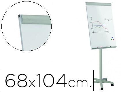 PIZARRA BLANCA ROCADA PARA CONFERENCIAS METALICA LACADA MAGNETICA CON RUEDAS 68X104 CM