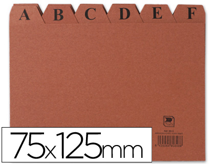 INDICE FICHERO LIDERPAPEL CARTON N2 75X125 MM