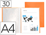 CARPETA LIDERPAPEL ESCAPARATE 30 FUNDAS POLIPROPILENO DIN A4 NARANJA FLUOR OPACO