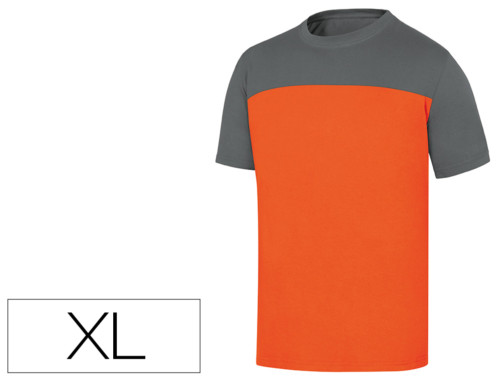 CAMISETA DE ALGODON DELTAPLUS COLOR GRIS/NARANJA TALLA XL