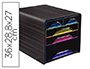 FICHERO CAJONES DE SOBREMESA CEP 5 CAJONES MIXTOS NEGRO/MULTICOLOR 360X288X270 MM
