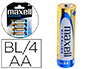 PILA MAXELL ALCALINA 1.5 V TIPO AA LR06 BLISTER DE 4 UNIDADES