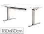 MESA DE OFICINA LEVADO BASE METAL ACERO PINTADO SISTEMA ELECTRICO REGULABLE ALTURA TABLERO BLANCO 180 X 80 CM