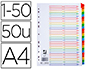SEPARADOR NUMERICO Q-CONNECT CARTON 1-50 JUEGO DE 50 SEPARADORES DIN A4 MULTITALADRO