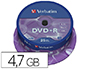 DVD+R VERBATIM CAPACIDAD 4.7GB VELOCIDAD 16X 120 MIN TARRINA DE 25 UNIDADES