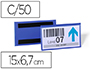 FUNDA DURABLE MAGNETICA 150X67 MM PLASTICO AZUL VENTANA TRANSPARENTE PACK DE 50 UNIDADES