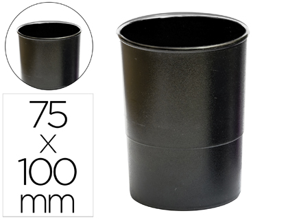 CUBILETE PORTALAPICES Q-CONNECT NEGRO OPACO PLASTICO REDONDO DIAMETRO 75 MM ALTO 100 MM