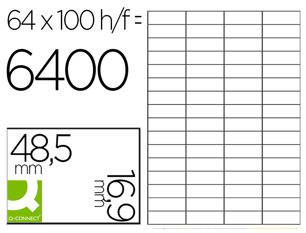 ETIQUETA ADHESIVA Q-CONNECT KF11207 TAMAO 48,5X16,9 MM FOTOCOPIADORA LASER INK-JET CAJA CON 100 HOJAS DIN A4