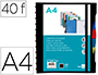 CARPETA LIDERPAPEL A4 CON 40 FUNDAS INTERCAMBIABLES 5 SEP SOBRE Y GOMILLA PORTADA Y LOMO PERSONALIZABLE NEGRO