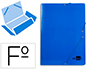CARPETA LIDERPAPEL GOMAS FOLIO 3 SOLAPAS CARTON PLASTIFICADO COLOR AZUL