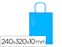 BOLSA PAPEL Q-CONNECT CELULOSA CELESTE S CON ASA RETORCIDA 240X320X10 MM