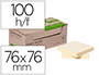 BLOC DE NOTAS ADHESIVAS QUITA Y PON Q-CONNECT 76X76 MM 100% PAPEL RECICLADO AMARILLO EN CAJA DE CARTON