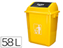 PAPELERA CONTENEDOR Q-CONNECT PLASTICO CON TAPA DE BALANCIN 58 LITROS AMARILLO 470X330X760 MM