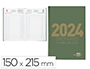 DIETARIO LIDERPAPEL 15X21,5 CM 2024 CUARTO COLOR VERDE PAPEL 70 GR