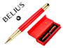 BOLIGRAFO BELIUS PASSION DOR ALUMINIO TEXTURA CEPILLADA COLOR ROJO Y DORADO TINTA AZUL CAJA DE DISEO