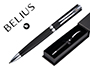 BOLIGRAFO BELIUS TURBO ALUMINIO TEXTURA PUNTEADA COLOR NEGRO Y PLATEADO TINTA AZUL CAJA DE DISEO