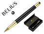 BOLIGRAFO BELIUS SOIREE ALUMINIO COLOR ART DECO NEGRO Y DORADO TINTA AZUL CAJA DE DISEO