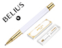 BOLIGRAFO BELIUS MACARON BLISS FORMA HEXAGONAL COLOR BLANCO Y DORADO TINTA AZUL CAJA DE DISEO