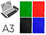 CARPETA LIDERPAPEL GOMAS DIN A3 TRES SOLAPAS CARTON PLASTIFICADO 800 GR COLORES SURTIDOS