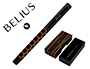 BOLIGRAFO BELIUS LEGACY ALUMINIO DISEO HEXAGONO NARANJA CUERPO NEGRO TINTA COLOR AZUL CAJA DE DISEO