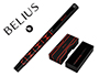 BOLIGRAFO BELIUS LEGACY ALUMINIO DISEO TRIANGULO ROJO CUERPO NEGRO TINTA COLOR AZUL CAJA DE DISEO