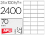 ETIQUETA ADHESIVA APLI 1273 TAMAO 70X37 MM FOTOCOPIADORA LASER INK-JET CAJA CON 100 HOJAS DIN A4