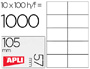 ETIQUETA ADHESIVA APLI 1278 TAMAO 105X57 MM PARA FOTOCOPIADORA LASER INK-JET CAJA CON 100 HOJAS DIN A4
