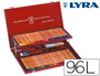 LAPICES DE COLORES LYRA REMBRANDT ACUARELABLES 96 COLORES ESTUCHE MADERA+LAPIZ NEGRO+CUCHILLA+TABLA
