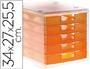 FICHERO CAJONES DE SOBREMESA ARCHIVO 2000 340X270X260 MM APILABLES 5 CAJONES NARANJA MANDARINA TRANSLUCIDO