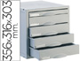 FICHERO CAJONES DE SOBREMESA ARCHISYSTEM 356X316X303 MM 5 CAJONES COLOR GRIS 4 DE 52MM Y 1 DE 22MM