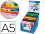 CARPETA LIDERPAPEL CLASIFICADOR FUELLE POLIPROPILENO A5 EXPOSITOR DE 12 UNIDADES COLORES SURTIDOS