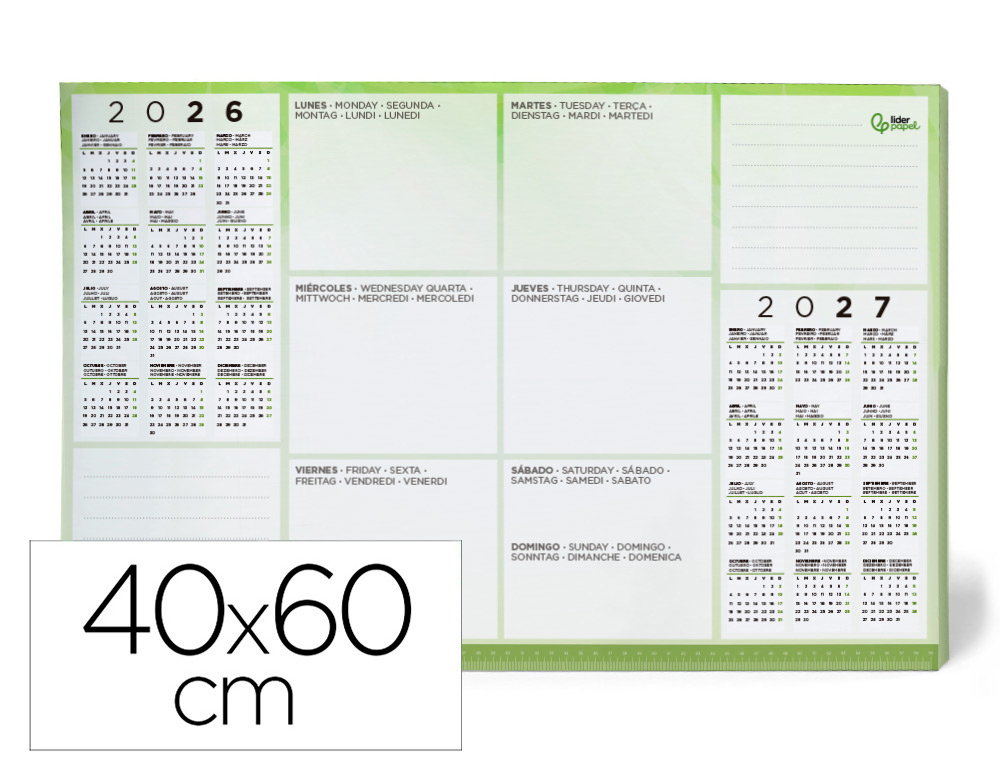 PLANNING SOBREMESA SEMANAL LIDERPAPEL 40X60 CM 80 GR 60 HOJAS 2024-2025