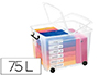 CONTENEDOR PLASTICO CEP 75 LITROS 485X600X415 MM TRANSPARENTE CON TAPA CIERRE HERMETICO Y 4 RUEDAS
