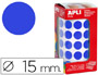 GOMETS AUTOADHESIVOS CIRCULARES 15 MM AZUL EN ROLLO CON 2832 UNIDADES