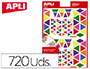 GOMETS APLI AUTOADHESIVO TRIANGULO MULTICOLOR BLISTER DE 720 UNIDADES SURTIDAS