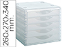FICHERO CAJONES DE SOBREMESA ARCHIVO 2000 260X270X340 MM APILABLES 5 CAJONES TRANSPARENTE TRANSLUCIDO