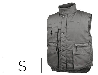 CHALECO DELTAPLUS MULTIBOLSILLOS CON CREMALLERA CINTURA ELASTICA PROTEGE RIONES GRIS VERDE TALLA S