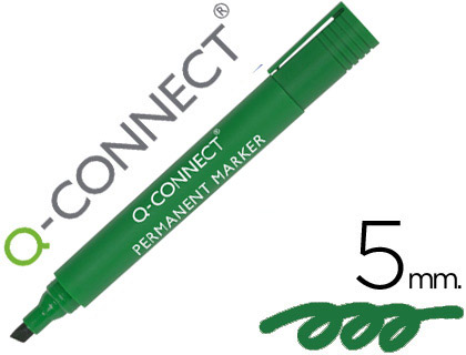 ROTULADOR Q-CONNECT MARCADOR PERMANENTE VERDE PUNTA BISELADA 5.0 MM