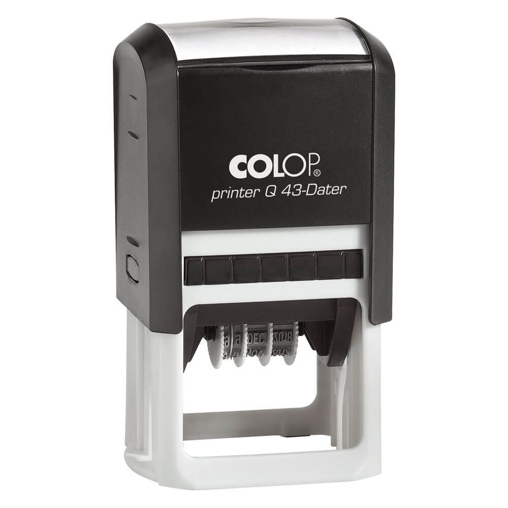 Printer Q 43 DATER azul. SELLO AUTOMATICO PERSONALIZADO REDONDO CON FECHADOR. TAMAO 43x43 MM.   PRINTER DATER Q43. COLOP