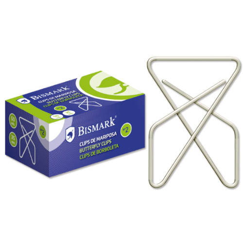 1325404 / CAJA 50 CLIPS NIQUELADOS DE MARIPOSA N 10 BISMARK 