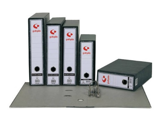 ARCHIVADOR JASPEADO ECOCLASSIC NEGRO FOLIO NATURAL LOMO ANCHO 290X350X75 GRAFOPLAS 1327889