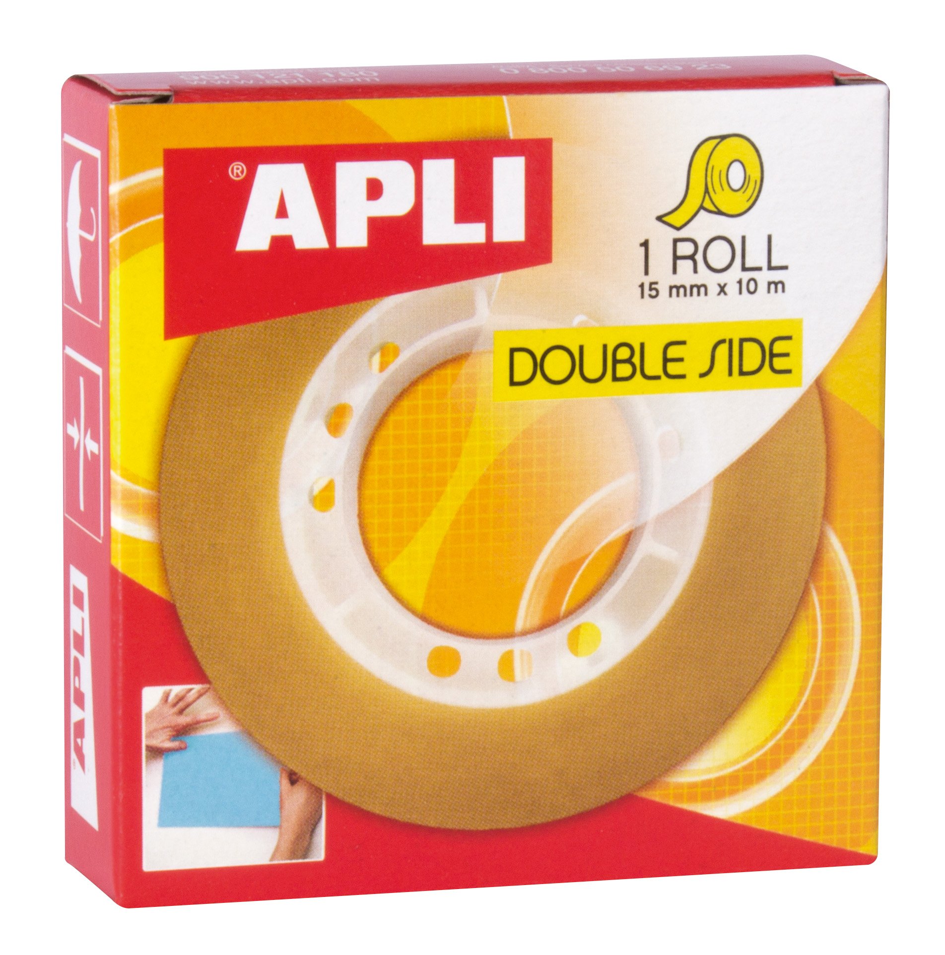 Apli Cinta Adhesiva de Doble Cara 15 mm x 10 m - Transparente