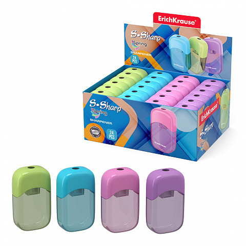 SACAPUNTAS DE PLSTICO S-SHARP CON DEPSITO, COLOR: SURTIDO ERICH KRAUSE 56035