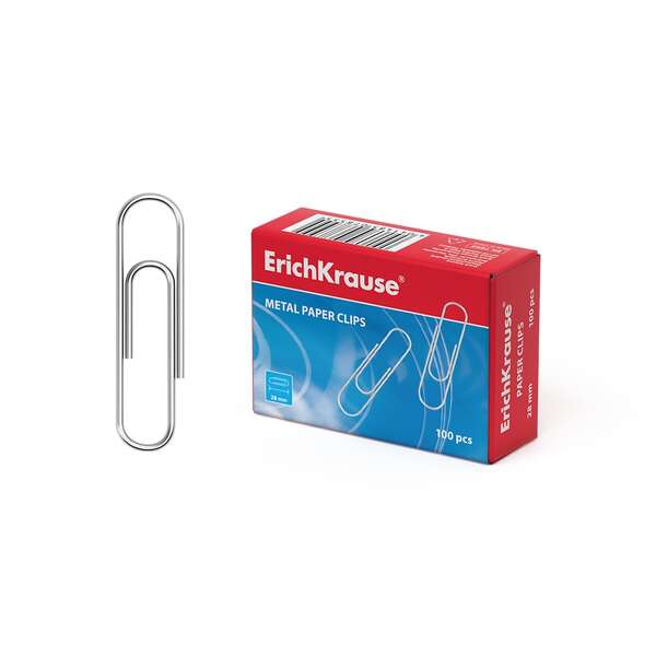 1364207 / CAJA 100 CLIPS DE PAPEL NIQUELADOS 28MM ERICH KRAUSE 7855