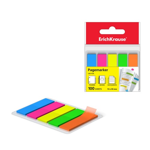 BLISTER 100 MARCAPAGINAS NEON 12X44MM 5 COLORES 1363303